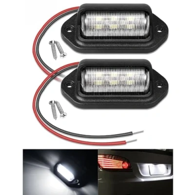 Abbildung von SHUBEIEUMI LED Kennzeichenbeleuchtung, 2PCS 6 SMD Kennzeichenleuchte, 12V 24V DC Universal Nummernschildlampe