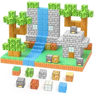 Abbildung von JauniQ Magnetische Bausteine Plus 100 Teile, Magnetisches Spielzeug Blöcke, Build Mine Magnete Welt World Set, STEM Montessori Spielzeug, Konstruktion für Jungen und Mädchen im Alter von 3 8