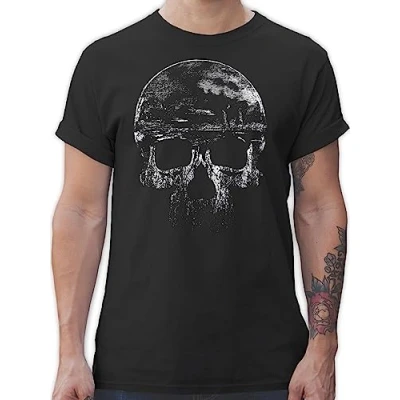 Abbildung von Das Beste Männer Shirt von #RedSkullBikerFashion Vintage Totenkopf L Schwarz t Herren Motorrad schädel Shirts totenköpfe Tshirt totenköpfen Tshirts für Fun