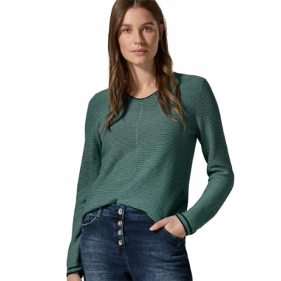 Abbildung von Cecil MIT Strukturstreifen Strickpullover, Damen, Größe: XL, Grün