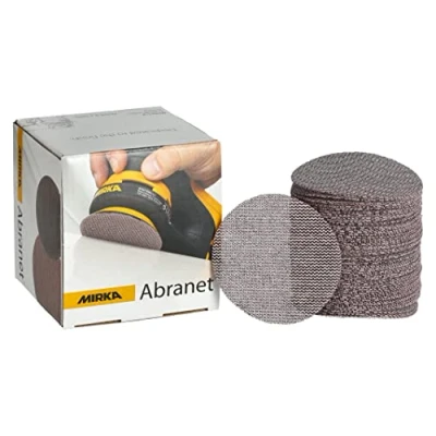 Abbildung von Mirka Abranet Netz Schleifscheiben Ø 77 mm Klett / Korn P360 50 Stk zum Schleifen von Holz, Spachtel, Lack, Kunststoff 5420305037