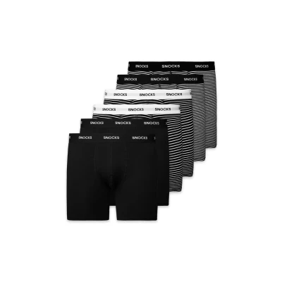 Abbildung von Snocks MIT LÄNGEREM 6 PACK Boxerbriefs, Herren, Größe: Large, Schwarz streifen