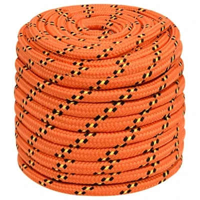 Abbildung von vidaXL Bootsseil Ankerleine Festmacher Tauwerk PP Leine Seil Tau Polypropylenseil Geflochten Flechtleine Orange 16mm 100m Polypropylen