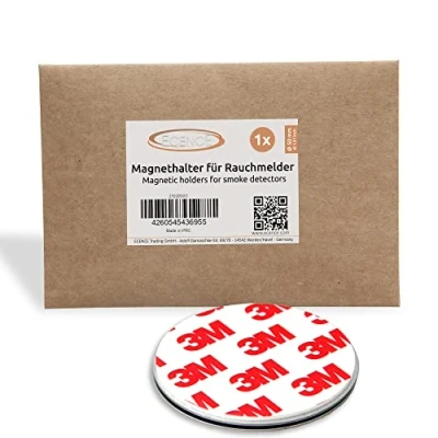 Abbildung von ECENCE Rauchmelder Magnethalter 1 Stück Selbstklebende Magnethalterung für Ø 50mm schnelle &amp; sichere Montage ohne Bohren und Schrauben alle Feuermelder Rauchwarnmelder