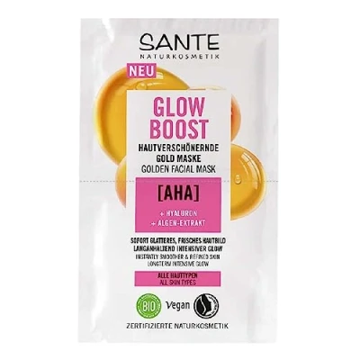 Abbildung von SANTE Naturkosmetik Glow Boost Hautverschönernde Gold Maske mit AHA, Hyaluron &amp; Algen Extrakt, 8 ml