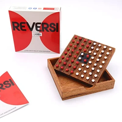Abbildung von ROMBOL Reversi Interessantes Strategiespiel für 2 Personen aus edlem Holz, Farbe:rot/weiß