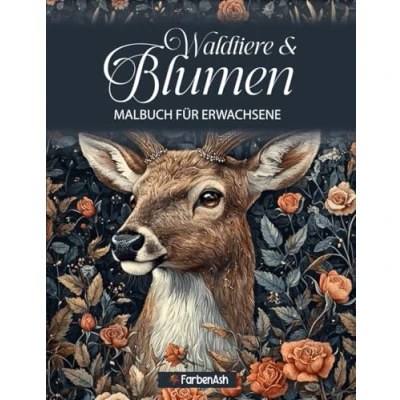 Abbildung von Waldtiere &amp; Blumen malbuch für Erwachsene: Ein Blumenparadies Ausmalbuch, florale Szenen mit Waldtieren, Wildtier Ausmalbilder zur Förderung der Kreativität, Entspannung und Stressabbau