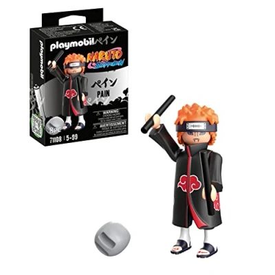 Abbildung von PLAYMOBIL Naruto 71108 Pain mit roten Haaren, Stirnband, Chakra Stangen und Stein, kreativer Spielspaß für Animefans tollen Details authentischen Extras, ab 5 Jahren