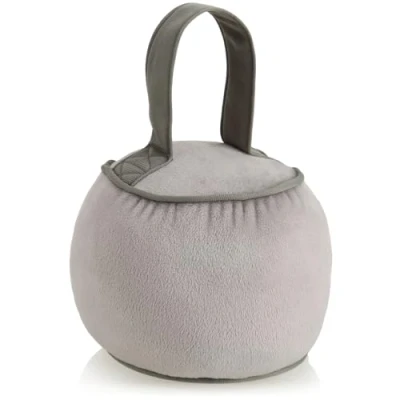 Abbildung von com four® Türstopper mit Griff extra schwer 1,8 kg Türhalter verstärkten Nähten Funktionelles Wohnaccessoire runder, weicher Bremsklotz für Fenster und Türen (Rund Taupe)