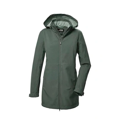 Abbildung von killtec Damen Softshell Parka/Softshelljacke mit abzippbarer Kapuze KOW 95 WMN SFTSHLL PRK, grüngrau, 44, 41803 000