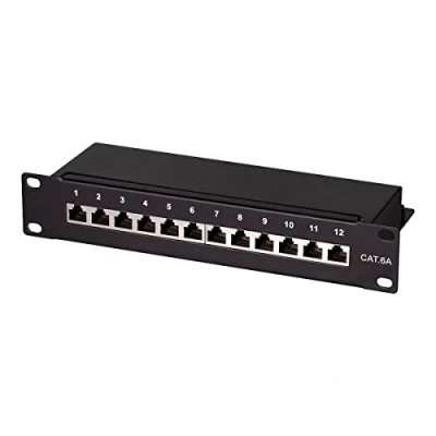 Abbildung von LogiLink Professional Cat.6A (500 MHz) Patchpanel Verteilerfeld, 10&quot;, STP (geschirmt) 12 Port (RJ45)
