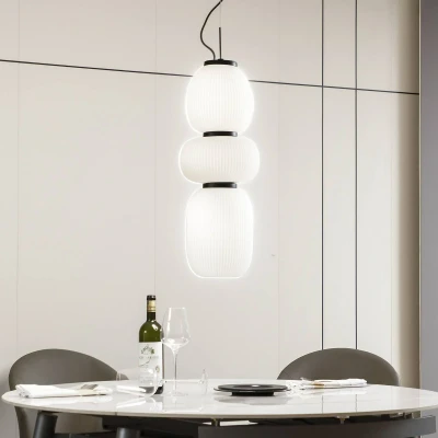 Abbildung von Lucande LED Hängeleuchte Lucya, 3 flg., Glas, weiß, 64,5 cm