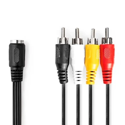 Abbildung von NEDIS DIN Audio Kabel 5 Pin Buchse 4x RCA Stecker Vernickelt 0.20 m Rund PVC Schwarz Label