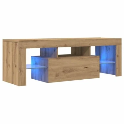 Abbildung von vidaXL TV Schrank, Fernsehtisch mit Stauraum LED Leuchten, Lowboard für Fernseher, Fernsehschrank Wohnzimmer, Artisan Eiche Holzwerkstoff