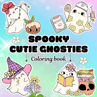 Abbildung von Spooky cutie ghosties coloring book: For adults and teens, cozy ghost book.