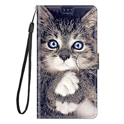 Abbildung von Everainy Kompatibel für Honor Magic 6 Lite 5G/Magic6 Lite/X9b Hülle Silikon Leder Flip Case Cover Tasche Kartenfach Kickstand Motiv Klappbar Magnetisch Hüllen Stoßfest Handyhülle (Katze)
