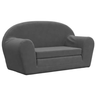 Abbildung von vidaXL Kinder Schlafsofa 2 Sitzer, in 1 Kindersofa mit Schlaffunktion, Kindersessel Sofa Abnehmbarer Bezug, Kindercouch Couch Kindermöbel, Anthrazit Weicher Plüsch