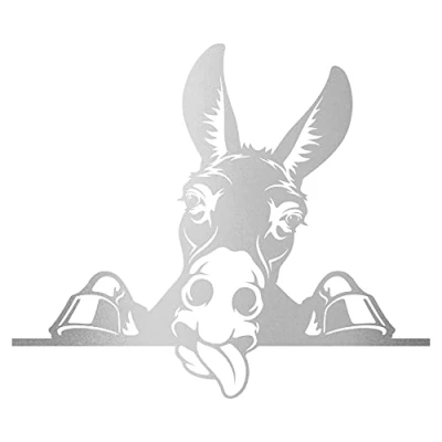 Abbildung von Finest Folia Aufkleber Peeking Animals Tiere Deko Sticker selbstklebend wasserfest für Auto Kühlschrank Laptop Koffer Autoaufkleber K151 (Silber, 03 Esel)