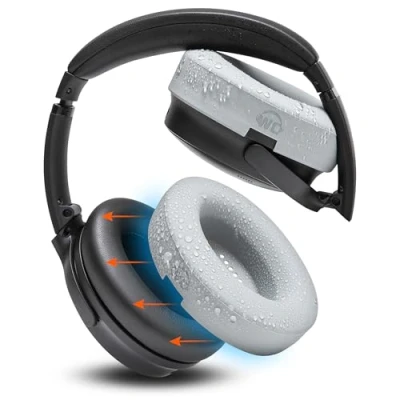 Abbildung von WC SweatZ QuietComfort Patentierte Gym Sweat Ohrpolsterbezüge für Bose 35 &amp; 35ii, QC45/SE/QuietComfort 2023 und mehr, hergestellt von Wicked Cushions Silver