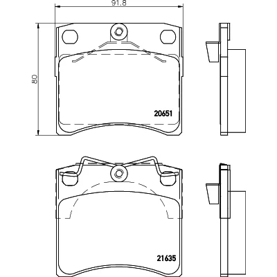 Abbildung von HELLA 8DB 355 018 381 Bremsbelagsatz nicht für Verschleißwarnanzeiger vorbereitet mit Zubehör VOLKSWAGEN: Transporter 4 Bus, Kastenwagen
