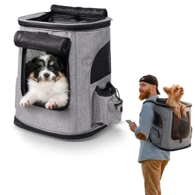 Abbildung von Mobiclinic® Pets, Haustier Rucksack, Thor, Faltbar, Mesh Fenster, Zubehörtaschen, Multi zugang, Doppelter Griff, Europäische Marke, Verstellbar, 30x25x40 cm, Tragetasche für Katzen und Hunde