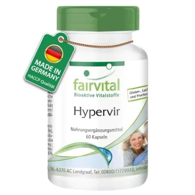 Abbildung von Fairvital Hypervir 60 Kapseln für den aktiven Mann 4000mg L Arginin HCL pro Tagesdosis + Gingko &amp; Ginseng Hochdosiert Vegan