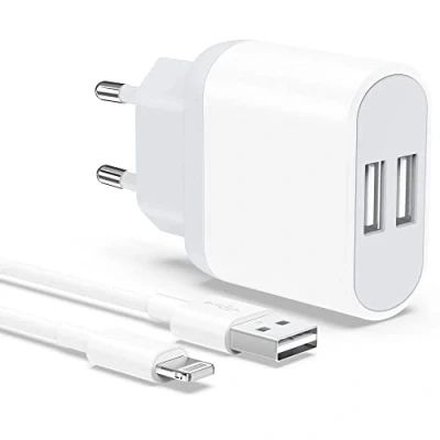 Abbildung von Ladekabel iPhone, USB Ladegerät und Kabel 2M 5V 2.1A für iPhone 11 Pro Max XR X XS 8 7 6 6S SE 5S 5C Plus 14 13 12 Mini, 2 Pack Power Adapter Netzteil Stecker Ladeadapter Charger Ladestecker Nisiyama