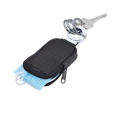 Abbildung von TROIKA POCKET CLICK KR8 77/LE Schlüsselanhänger Täschchen (Kleingeld) für den Schlüsselbund Autoschlüssel Reißverschluss praktischer Verschluss Leder/Metall schwarz Original