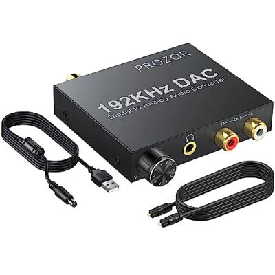 Abbildung von PROZOR DA Wandler 192kHz DAC Konverter Lautstärkeregler Digital SPDIF optischer Koaxial Toslink zu Analog Stereo Audio L/R RCA 3,5 mm Klinkenstecker