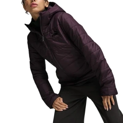 Abbildung von Puma Hooded Padded Jacket Winterjacke, Damen, Größe: XS, Midnight plum