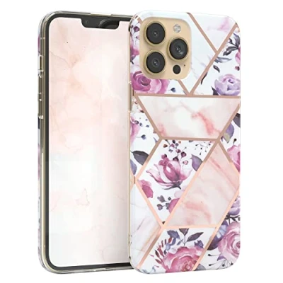 Abbildung von EAZY CASE Handyhülle Silikon mit Kameraschutz kompatibel iPhone 13 Pro Max, im Blumen Design, Rosen Motiv Hülle, Ultra dünn, Slimcover, Silikonhülle, Backcover, Rosé