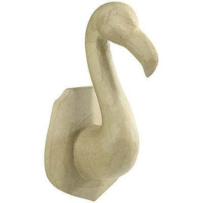 Abbildung von Décopatch SA187C Trophäe Flamingo (aus Pappmaché zum Verzieren und Personalisieren, 26,9 cm, ideal für Ihre Hausdeko) 1 Stück kartonbraun