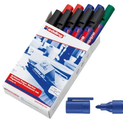 Abbildung von edding 30 Brillant Papiermarker Bunte Farben 10 Permanent Marker Wasserfest Rundspitze 1.5 3 mm Leuchtende Lichtbeständige Markierung auf Papier, Karton, Kunststoff, Metall Oder Glas