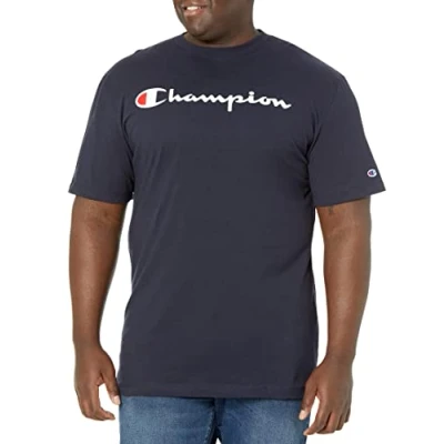 Abbildung von Champion Herren, 100% Baumwolle, kurzärmelig, Rundhalsausschnitt, C Logo groß T Shirt, Marineblaue Schrift, 3X Large
