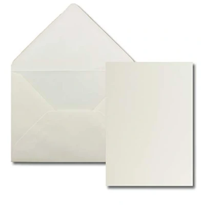 Abbildung von 25 Stück Karte mit Umschlag Set Einzel Karten Din A5 14,8 x 21 cm naturweiß Brief Umschlägen C5 15,4 22 Nassklebung