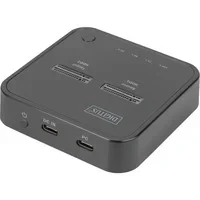 Abbildung von DIGITUS USB Typ C 3.1 Duale M.2 NVMe SSD Dockingstation Modultyp 22110, 2280, 2260, 2242 M/B+M Key Offline Klonfunktion 10 Gbit/s bis zu 2x 4 TB Schwarz