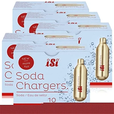 Abbildung von iSi Soda Chargers Sodakapseln 10 Kapseln Für sprudelndes Wasser 84g (5er Pack)