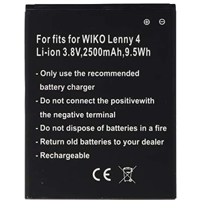 Abbildung von Akku nur kompatibel mit den WIKO Lenny 4 3913, Plus, Harry Li Ion, 3,8 Volt 2500mAh, 9,5Wh, removable