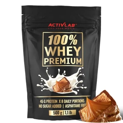 Abbildung von Activlab 100% Whey Premium, 500g 16 Servings x 23G Protein Powder 6.9G BCAA Muscle Building and Recovery Glutamine Low Sugar, Fat Caramel Chocolate Flavor