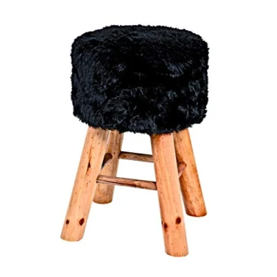 Abbildung von HAKU Möbel Hocker, Massivholz, schwarz, 45 x Ø: 30 cm