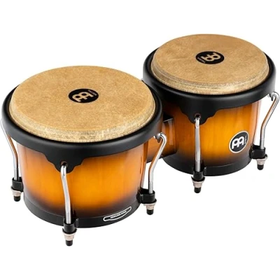 Abbildung von Meinl Percussion Bongos Headliner Wood 2 Handtrommeln mit 6,75 und 8 Zoll inkl. Stimmschlüssel Siam Eiche, Vintage Sunburst (HB100VSB)