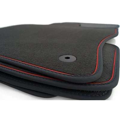 Abbildung von Fußmatten fürSeat Leon 3 4 ST RS Cupra Premium Velours Automatten Matten Set (4.TLG) Roter Zierstreifen Tuning, Original Qualität