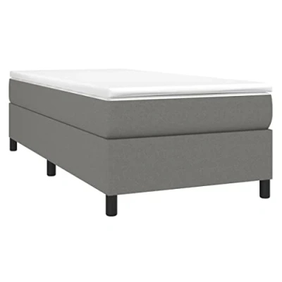 Abbildung von vidaXL Bettgestell, Polsterbett Bett für Schlafzimmer, Bettrahmen mit Lattenrost, Schlafzimmerbett Einzelbett, Dunkelgrau 90x200cm Stoff