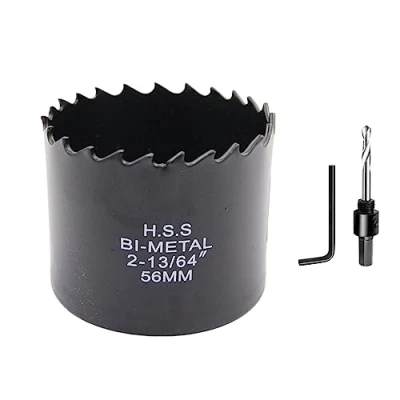 Abbildung von Lochsäge 56mm LAIWEI Bi Metall Rundlochfräser HSS Kreissägekopf, 1,8 mm stark, Schnitttiefe bis 38mm, geeignet für Holz, Kunststoff, Gipskarton und Metallrohre