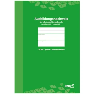 Abbildung von RNK Verlag Formularbuch Ausbildungsnachweis, wöchentliche/monatliche Eintragungen DIN A4 28 Seiten
