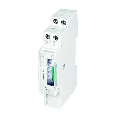 Abbildung von LogiLink DIN Rail Zeitschaltuhr mit mechanischem Timer zum einfachen Schalten von z.B. Neonlichter, Warmwasserbereiter, Laternen, Bewässerungsanlagen, etc, IP20 Schutz, 138mm