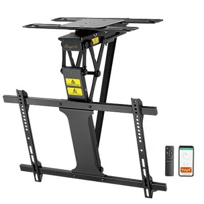 Abbildung von EasyLife TV Deckenhalterung elektrisch drehbar &amp; schwenkbar + Smart Home Integration, 32 75 Zoll, VESA Halterung bis 600x400 für LCD/OLED Fernseher, Monitor, Display, Smartboard, Schwarz