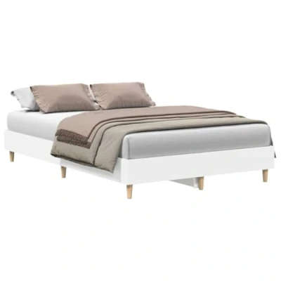 Abbildung von vidaXL Bettgestell ohne Matratze Weiß 140x190 cm Holzwerkstoff, Bettrahmen, Bett, Palettenbett, Schlafzimmermöbel, Doppelbett, Plattenbett
