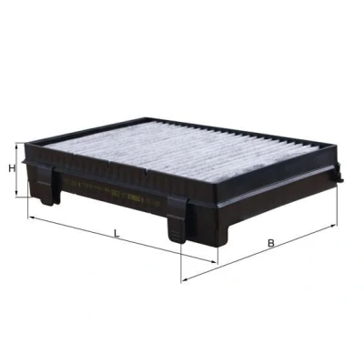 Abbildung von MAHLE ORIGINAL LAK 1565 Innenraumfilter Aktivkohlefilter 266mm 171mm 54mm