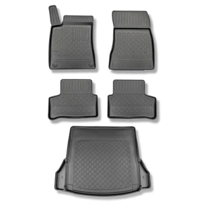 Abbildung von Mossa Set TPE Fußmatten Auto + Kofferraumwanne kompatibel mit Mercedes Benz CLA C118 Coupé (05.2019 ) schwarz Automatten Autoteppiche Kofferraummatte rutschfest Schutzmatte G